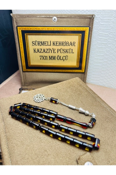 TTS TÜRK TESBİH SANATI SÜRMELİ ATEŞ AMBER BOX SET PRAYER BEADS