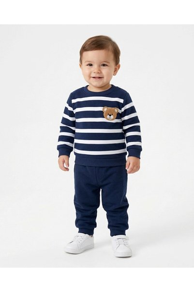 voyyo kids baby Boys' Süzene Teddy Bear Print Embroidered Winter 3-Thread Bru...