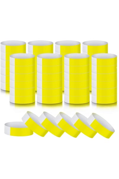 Generic 800 Pieces Yellow Paper Wristbands, Neon Wrist Bands Waterproof Hand ...