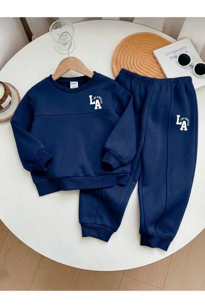 VESTIR BIEN LA-Printed Winter Kids' Top and Bottom Set with Grass Print and W...