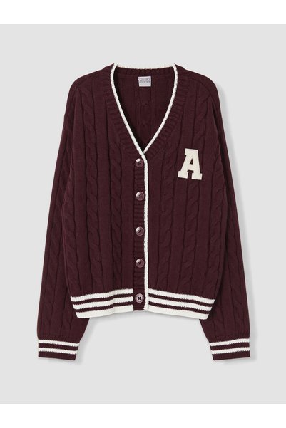 LC Waikiki LCW Kids Plum V-Neck Embroidered Girls' Knit Cardigan—The NEVAVM D...