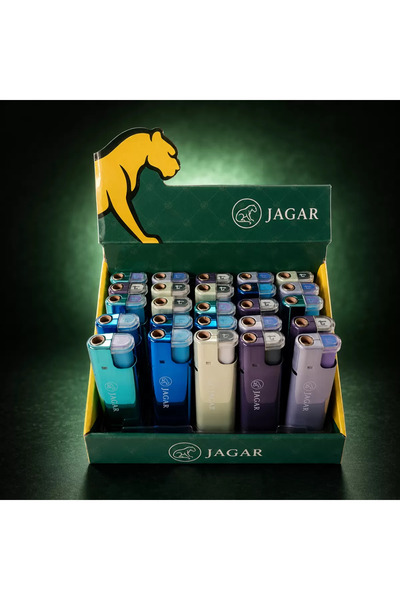 jagar Şeffaf Kapaklı Metalik Gövdeli Çakmak 25'li Kutu