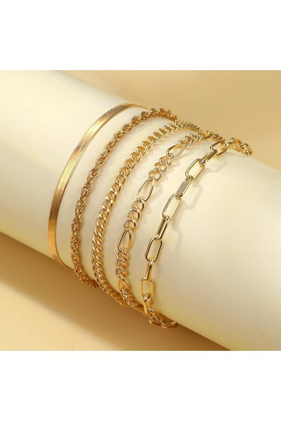 SYOSI Gold Bracelet Set for Women, 6Pcs 14K Gold Plated Bracelet Stack, Adjus...