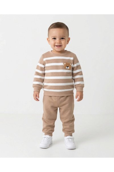 voyyo kids baby Boys' Süzene Teddy Bear Print Embroidered Winter 3-Thread Bru...