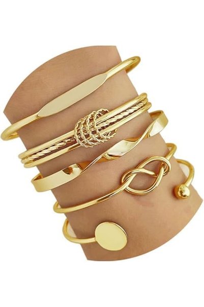 NALACAL Gold Bangle Bracelets Set for Women, 14K Gold Plated Stackable Multi-...