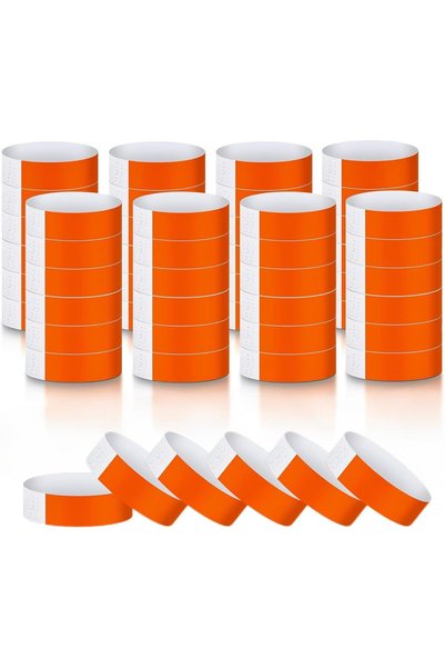 Generic 800 Pieces Orange Paper Wristbands, Neon Wrist Bands Waterproof Hand ...