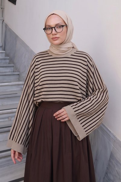 zenne Striped Casual Knit Sweater T2623 - VIZON