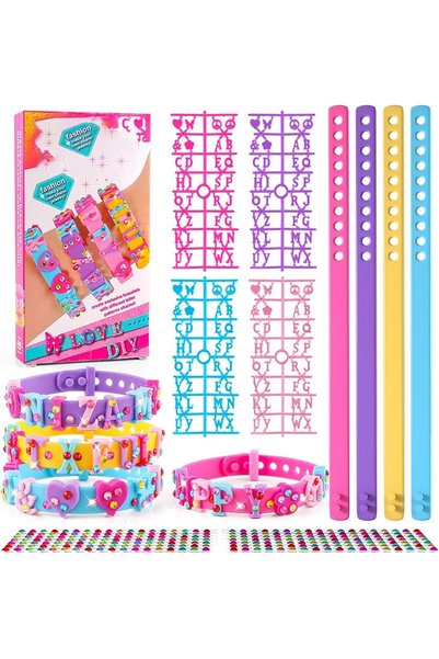 KASTWAVE DIY Silicone Bracelet Making Kit for Girls Ages 5-8,Colorful Charm A...