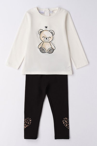 Sarabanda Set Bluza si Pantaloni pentru Fete, 92 cm, Bumbac, Alb Fildes