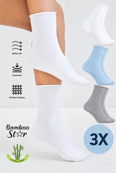 bamboo star Bambu ženske bešavne čarape, bez elastične trake, asortiman pakov...