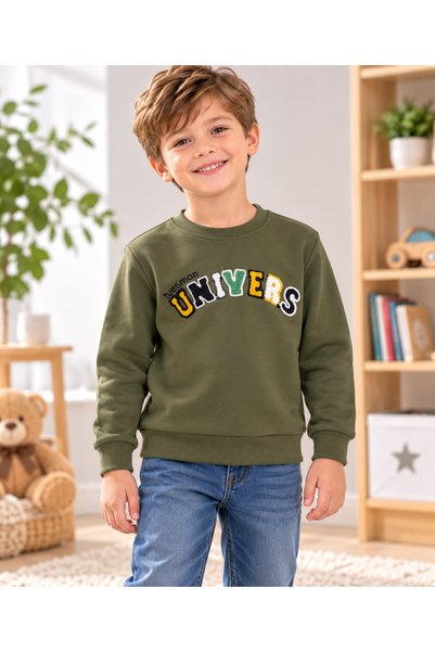 SERPİL Boys' Sweatshirt: Colorful Print, Crew Neck, Long-Sleeved, Casual Swea...