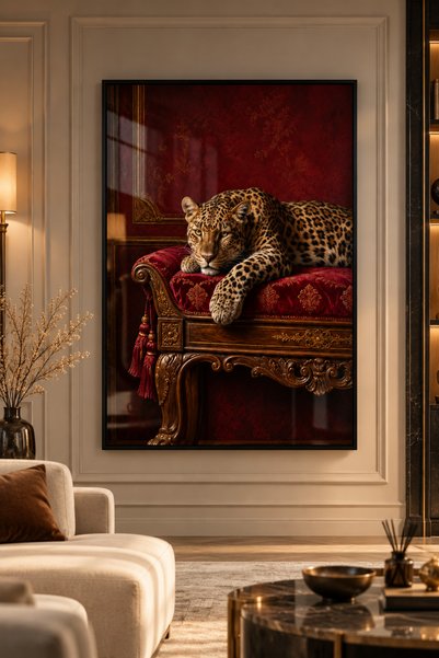 LİLLİA ART & DESİGN Tekli Gerçek Camlı Siyah Metal Çerçeveli Leopar Tablo – B...