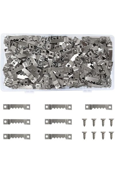 SYOSI 100 Pack Small Sawtooth Picture Hangers with 200 Pieces Screws, Steel P...