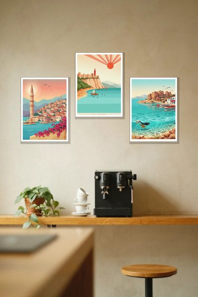Nod Set de decorațiuni de perete din MDF cu aspect de ramă triplă „Riviera Tu...