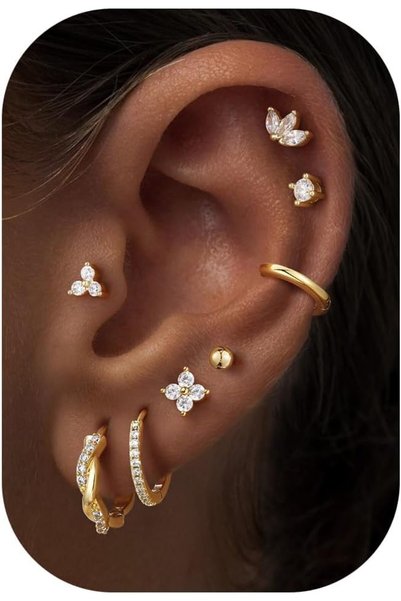 NALACAL 8 Pairs Earrings, Hypoallergenic Gold Hoop Earrings for Women Trendy ...