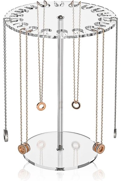 TERRIFI Acrylic Necklace Display Stand, 12 Inch Tall Clear Jewellery Holder, ...