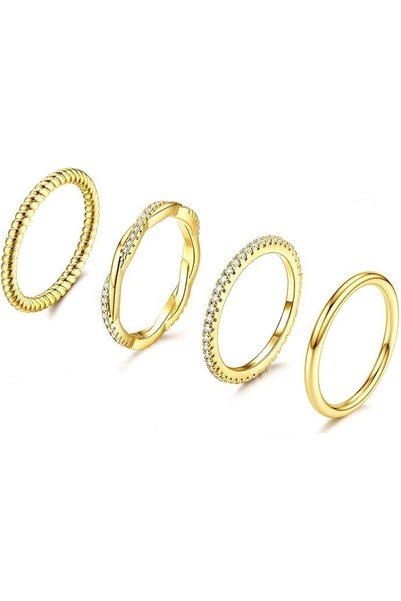 Tazweeq Stackable Rings for Women, Non Tarnish Open Adjustable Thin Thumb Sil...