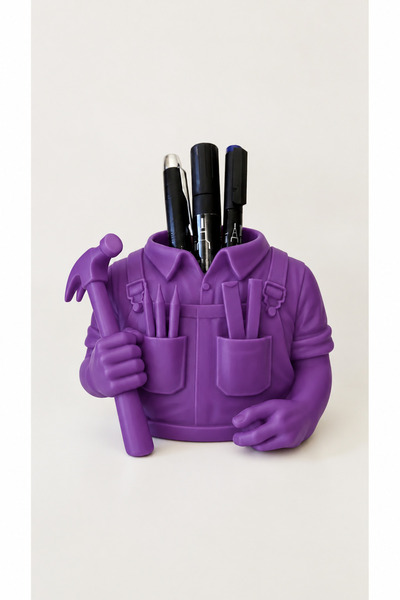 Belupa Decorative Pen Holder with Master Figure - Handyman Themed Desktop Org...