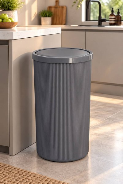 Homie Girdap Çöp Kovası - 30 Litre Tutacaklı Döner Kapaklı Plastik Çöp Kovası