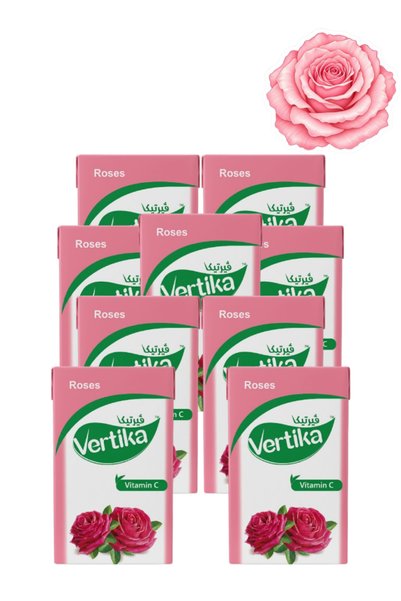 vertika 9 قطع من فيتامين سي بالورد، 6 أظرف