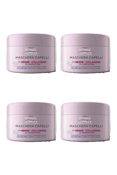 Retinol Complex Pachet 4x Mască de păr pentru protecția culorii cu Henna, Col...