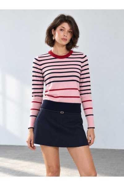 Lavinza Women's Crew Neck Striped Sweater