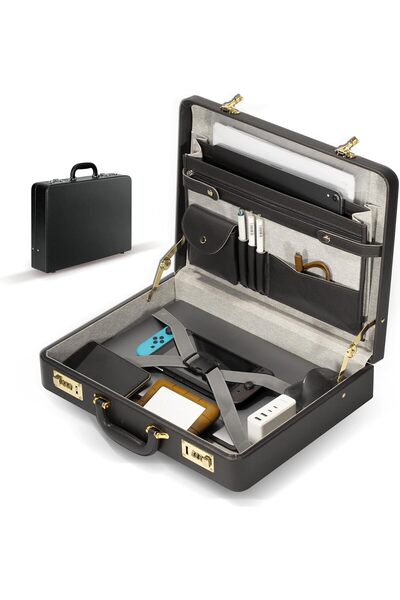 GENERAL Briefcases for Men, Professional Leather Briefcase with Lock, Hard Sh...