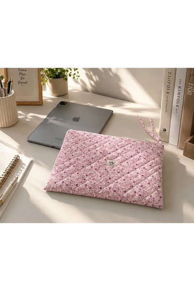 MB Pembe Çiçek Desenli Tablet Kılıfı 11 ınc- 12 ınc Uyumlu - Yıkanabilir