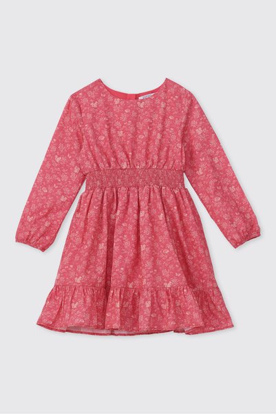 Panço Girl's Patterned Pink Dress