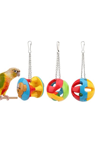 GENERAL Parrot Colorful Ball Toys with Bell – Cage Hanging Chewing String for...