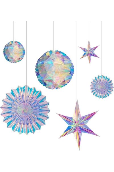 KASTWAVE Iridescent Party Decorations Kit with Hanging Honeycomb Balls, Paper...