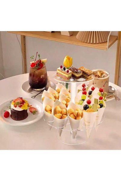 Generic Art Joy Ice Cream Cone Holder Stand 24 Holes Acrylic Clear Food Cone ...