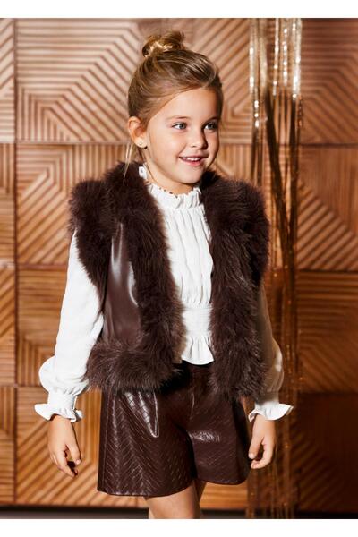 MAYORAL Abel & Lula Girls' Leather Vest BROWN