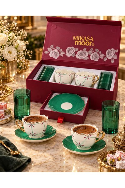 Mikasa Moor Solea Özel Hediye Kutulu 2li Kahve Fincanı ve Su Bardağı Seti 90ML.