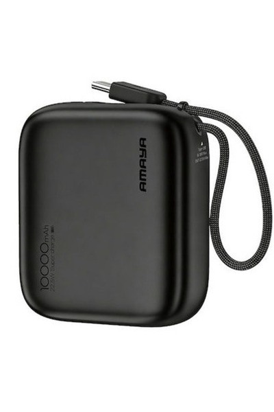 AMAYA APB-F135C Power Bank 10.000mAh 22.5W με ενσωματωμένο καλώδιο USB-C Μαύρο