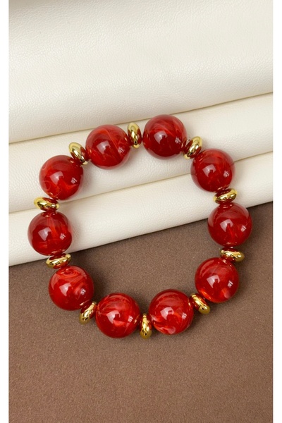 Dore Collection Women's Acrylic Smoky Sphere Beaded Stretch Bracelet