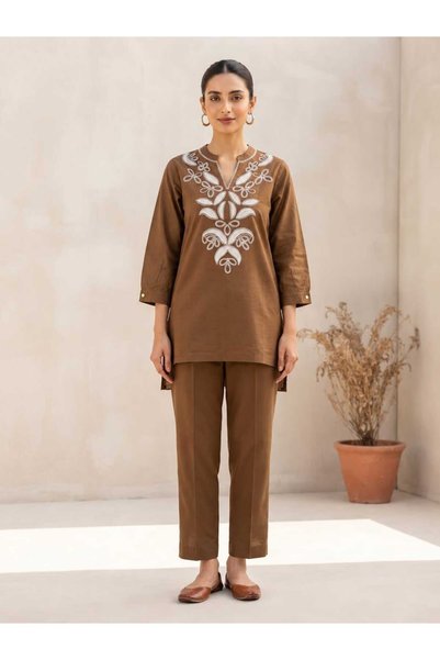 Generic Brand PURE COTTON EMBROIDEDE CORD SET FOR WOMEN