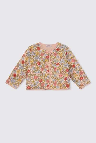 Panço Girls' Reversible Jacket with Green Floral Print
