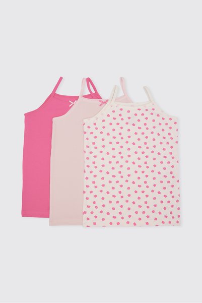 Panço Girls' Pink 3-Piece Tank Top Set
