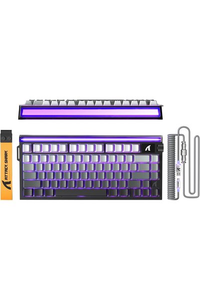 Attack Shark لوحة مفاتيح ألعاب سلكية R85 HE بنسبة 75% مع كابل C01ULTRA LED، م...