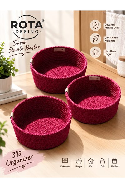3'lü sepet organizer modern& şık çok amaçlı ekmek sepeti