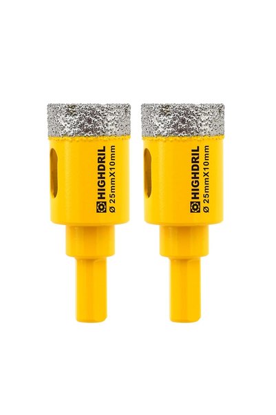 HIGHDRIL Dry Diamond Core Drill Bit, 2pcs Diameter 25mm 1 with Triangle Shank...