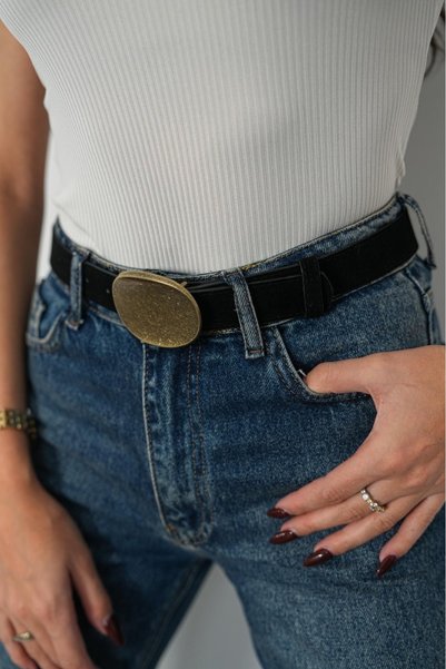 MODAM HİFA Antique Buckled Suede Belt, Shirt Dress Belt, Shirt Belt, Jacket Belt
