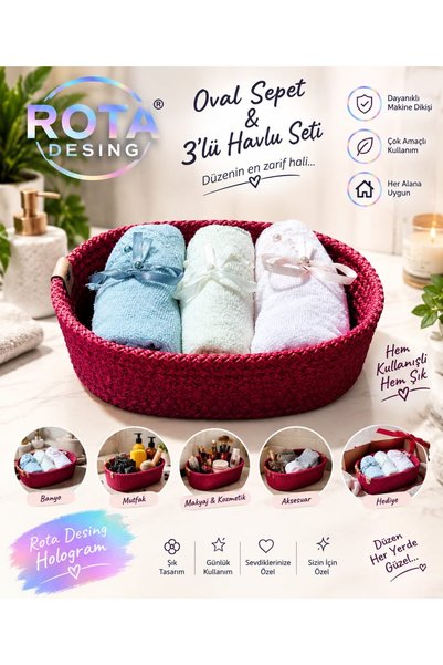 oval sepet havlulu organizer modern& şık çok amaçlı ekmek sepeti