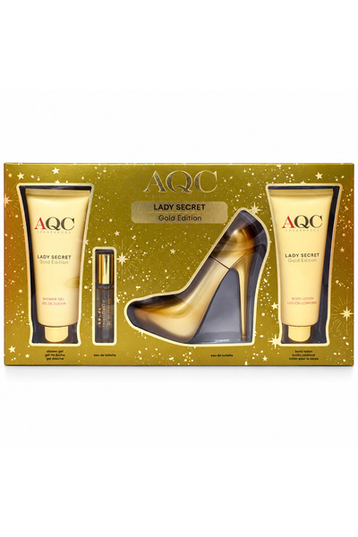 AQC Set cadou pentru parfumare Lady Secret Gold, 120 ml + 120 ml + 100 ml + 1...