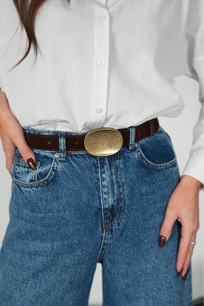 MODAM HİFA Antique Buckled Suede Belt, Shirt Dress Belt, Shirt Belt, Jacket Belt