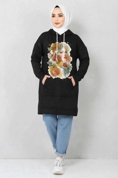 JANTIL MODA Tunică oversize pentru femei, flaușată pe interior, cu mâneci lun...