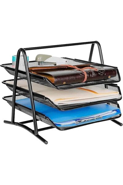 Biki 3-Tier Document Tray,Letter Tray Desk Organizer, Mesh Tray, Document, Le...