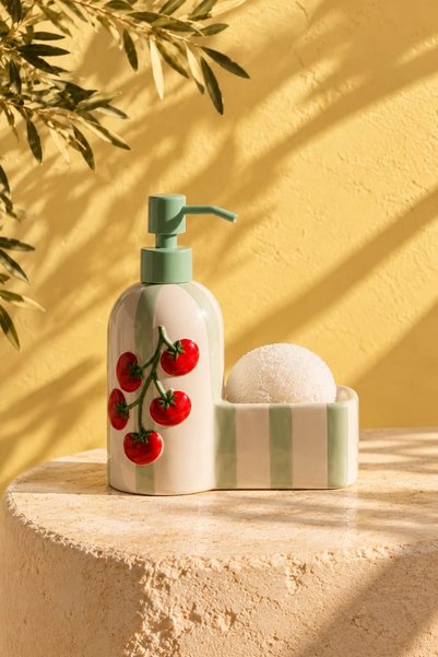 BUCOLIC Buco Striped Liquid Soap Dispenser and Sponge Holder