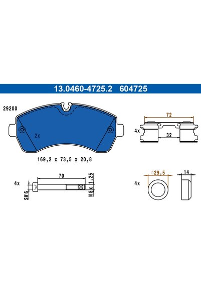 Ate Set plăcuțe de frână, frână pe disc 13.0460-4725.2